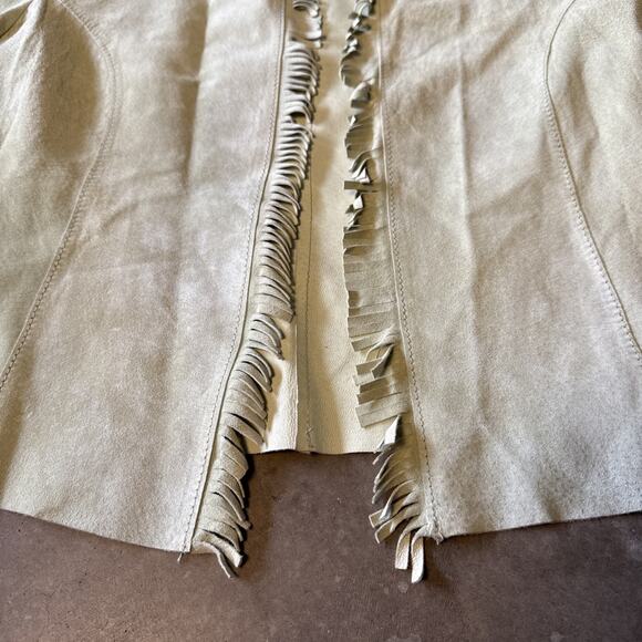 Vintage 90s J. Marco Genuine Leather Suede Green Pistachio Sport Jacket M Fringe - Picture 4 of 15